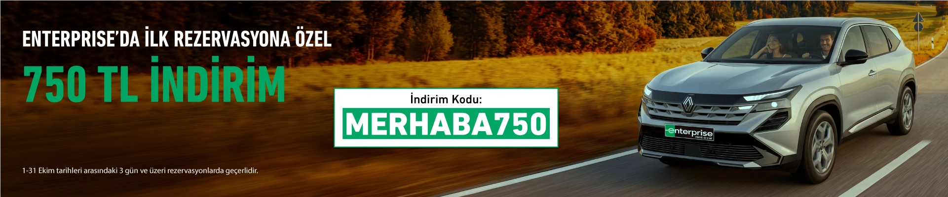 Enterprise'da İlk Rezervasyona Özel 750 TL İndirim
