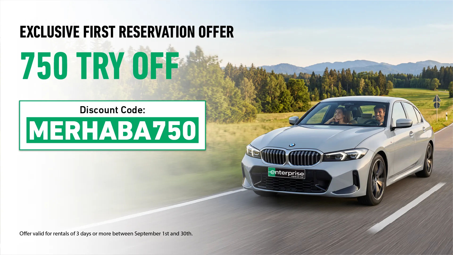 TRY 750 Off Your First Reservation with Enterprise