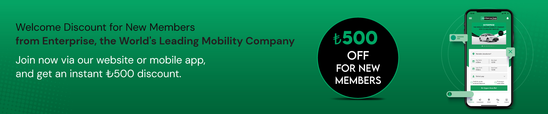 500 TL Discount for New Members!